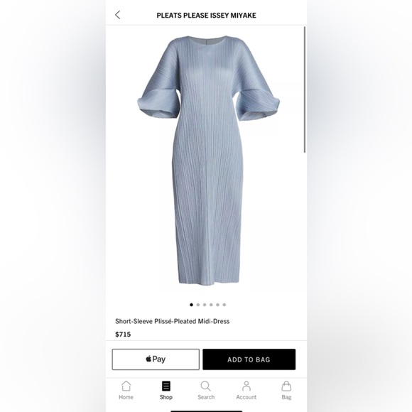 Pleats Please Issey Miyake Short-Sleeve Plissé-Pleated Midi-Dress - Picture 1 of 1